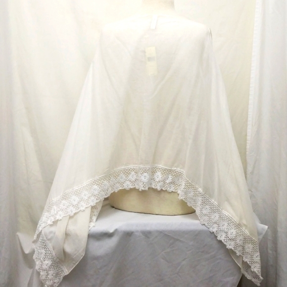 Collection 18 100% Cotton Off White Top Cover Up With Lacy Hem - Picture 3 of 10